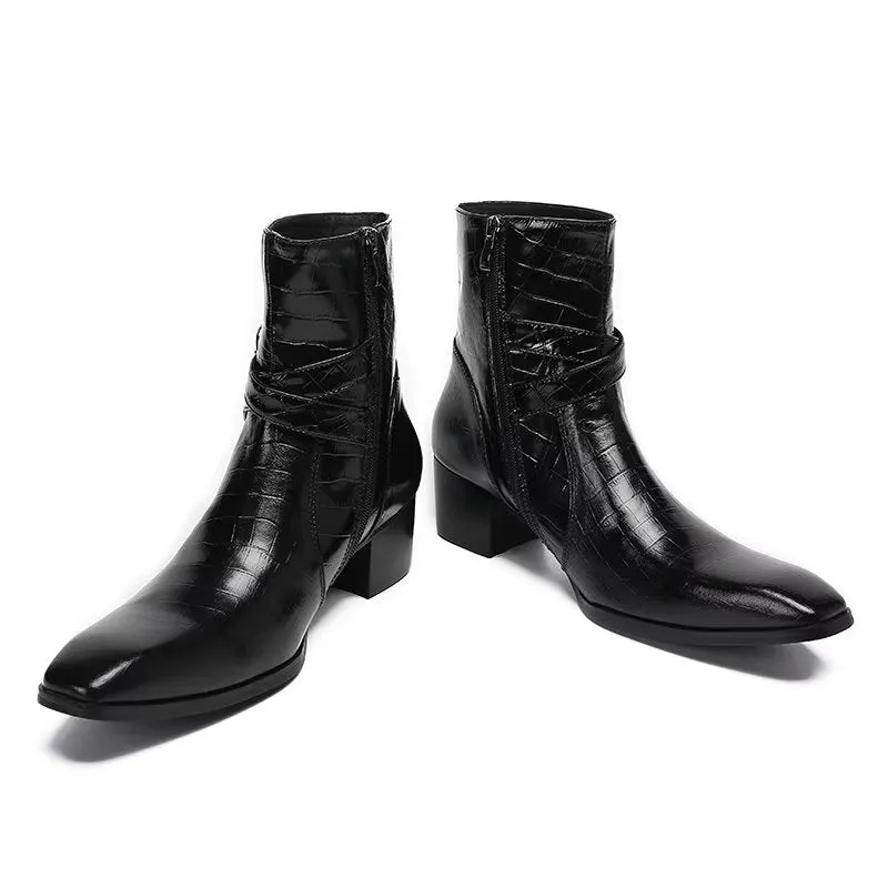 Veltique Croc-Zip Dress Boots