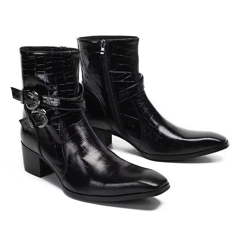Veltique Croc-Zip Dress Boots