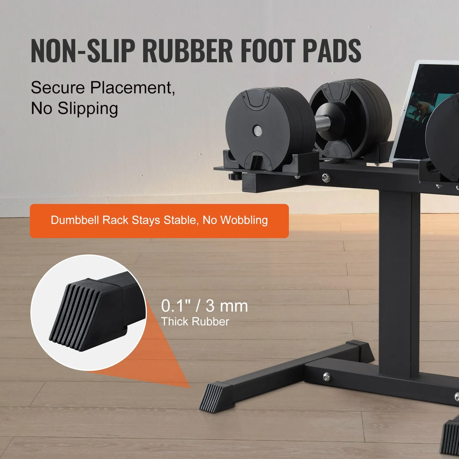 VEVOR Adjustable Dumbbell Stand | Home Fitness Rack with Media Rack