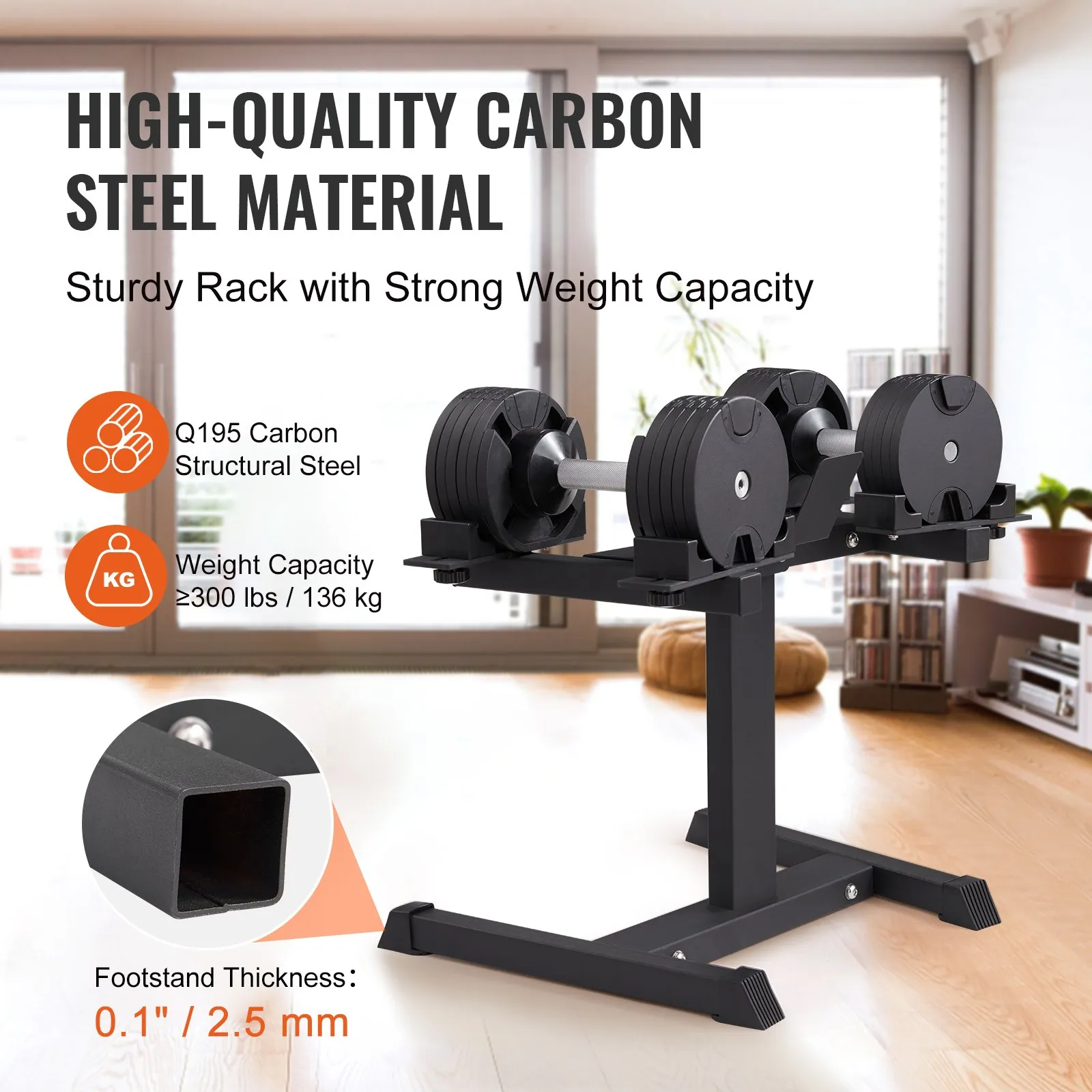 VEVOR Adjustable Dumbbell Stand | Home Fitness Rack with Media Rack