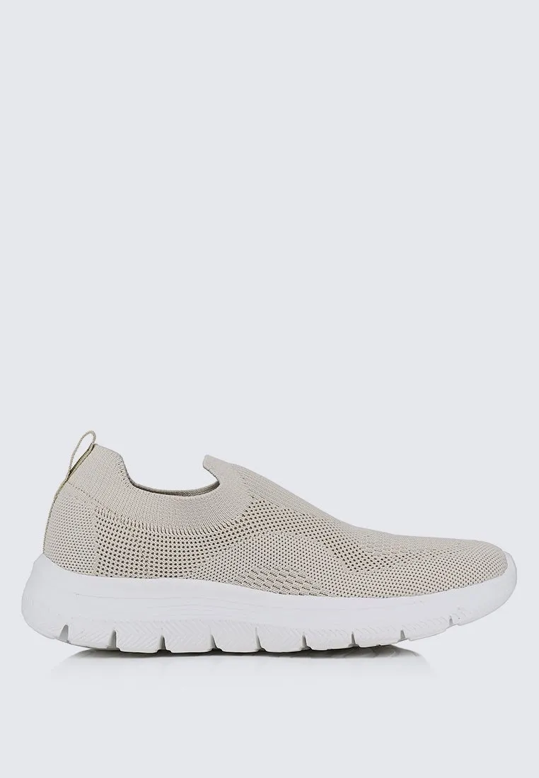 WalkEase Comfy Sneakers In Beige