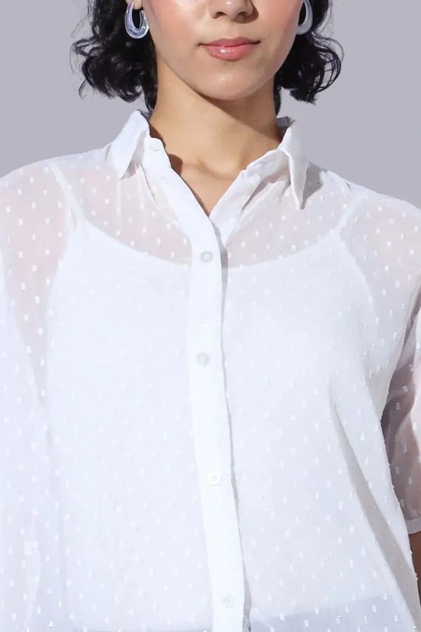 White Coquette Poise Button-Up Top