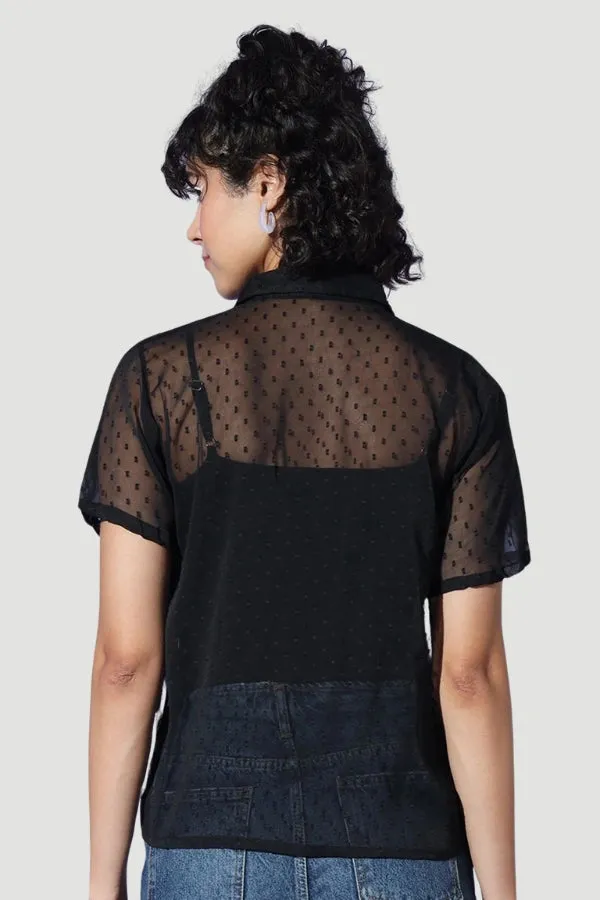 White Coquette Poise Button-Up Top