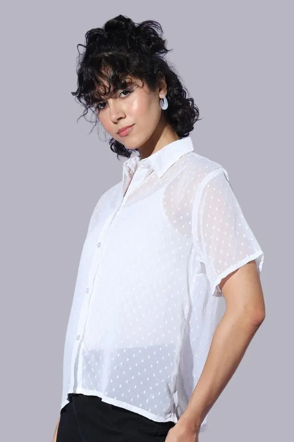 White Coquette Poise Button-Up Top