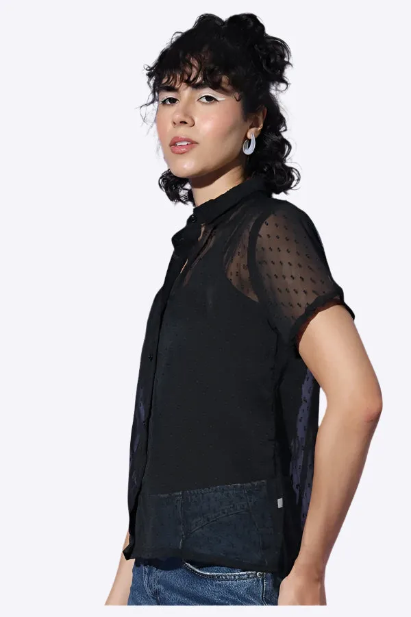White Coquette Poise Button-Up Top