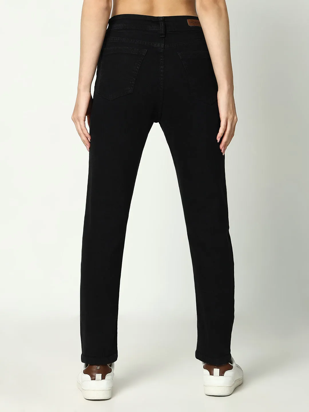 Women Black Cotton Comfort Slim Fit Acid Wash Stretchable Jeans