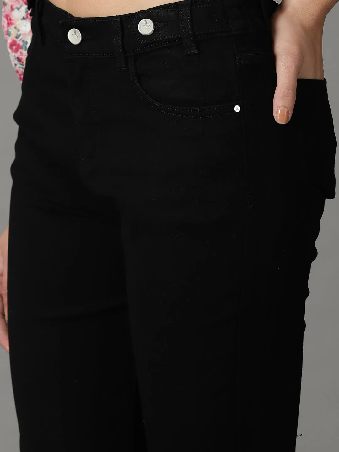 Women Black High-Rise Acid Wash Stretchable Cotton Jeans
