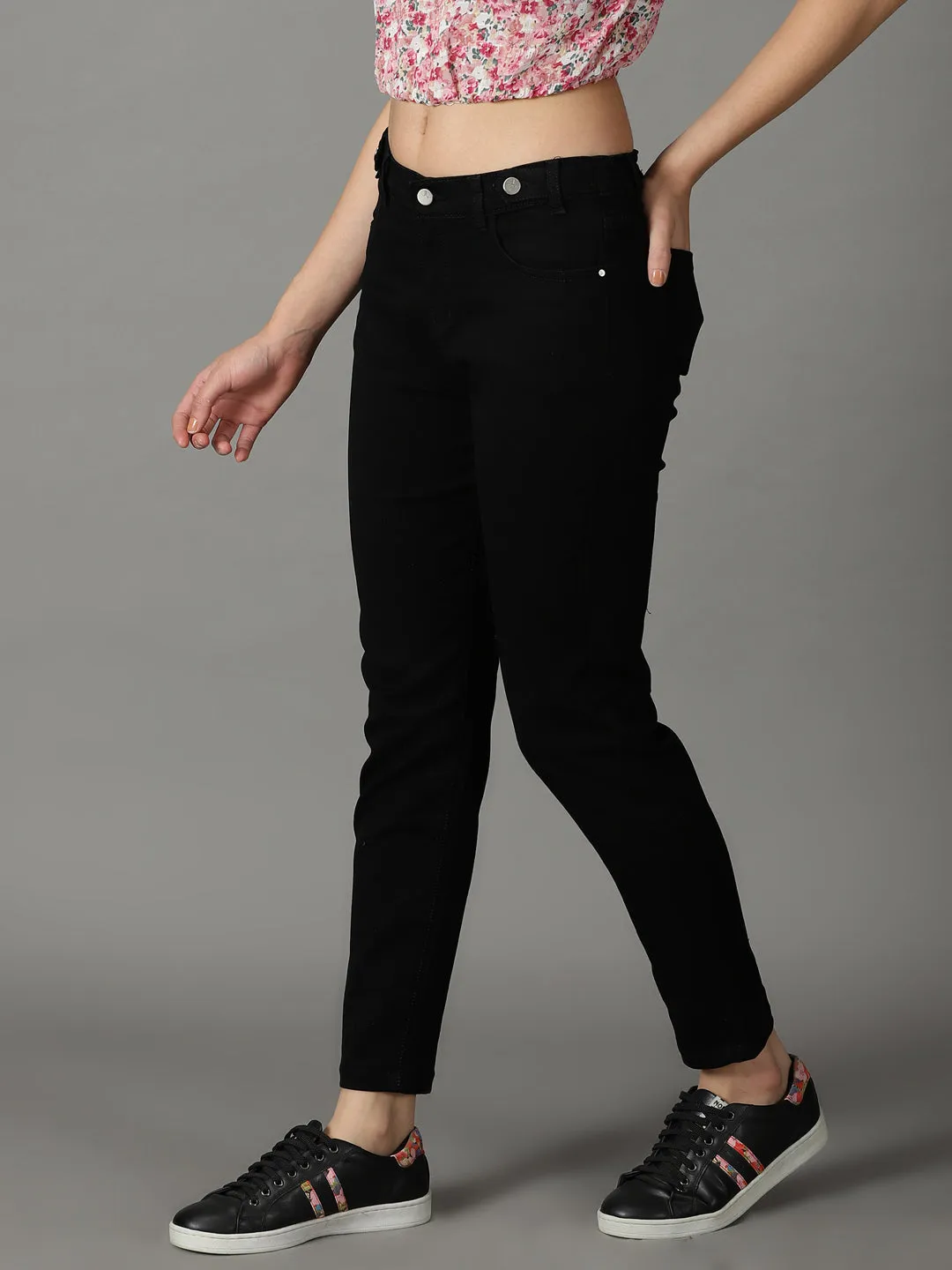Women Black High-Rise Acid Wash Stretchable Cotton Jeans
