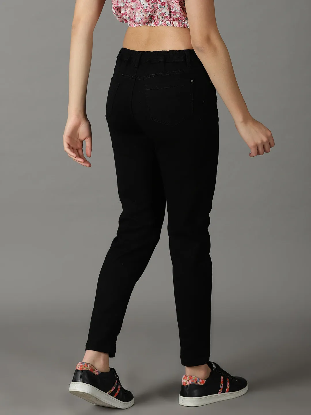 Women Black High-Rise Acid Wash Stretchable Cotton Jeans