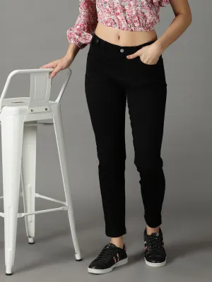 Women Black High-Rise Acid Wash Stretchable Cotton Jeans