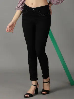 Women Black High-Rise Stretchable Cotton Jeans