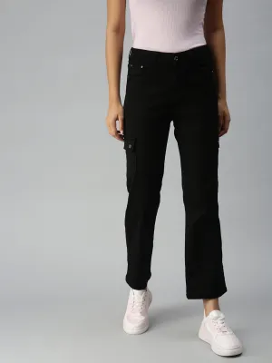 Women Black Jean Straight Fit High-Rise Stretchable Jeans