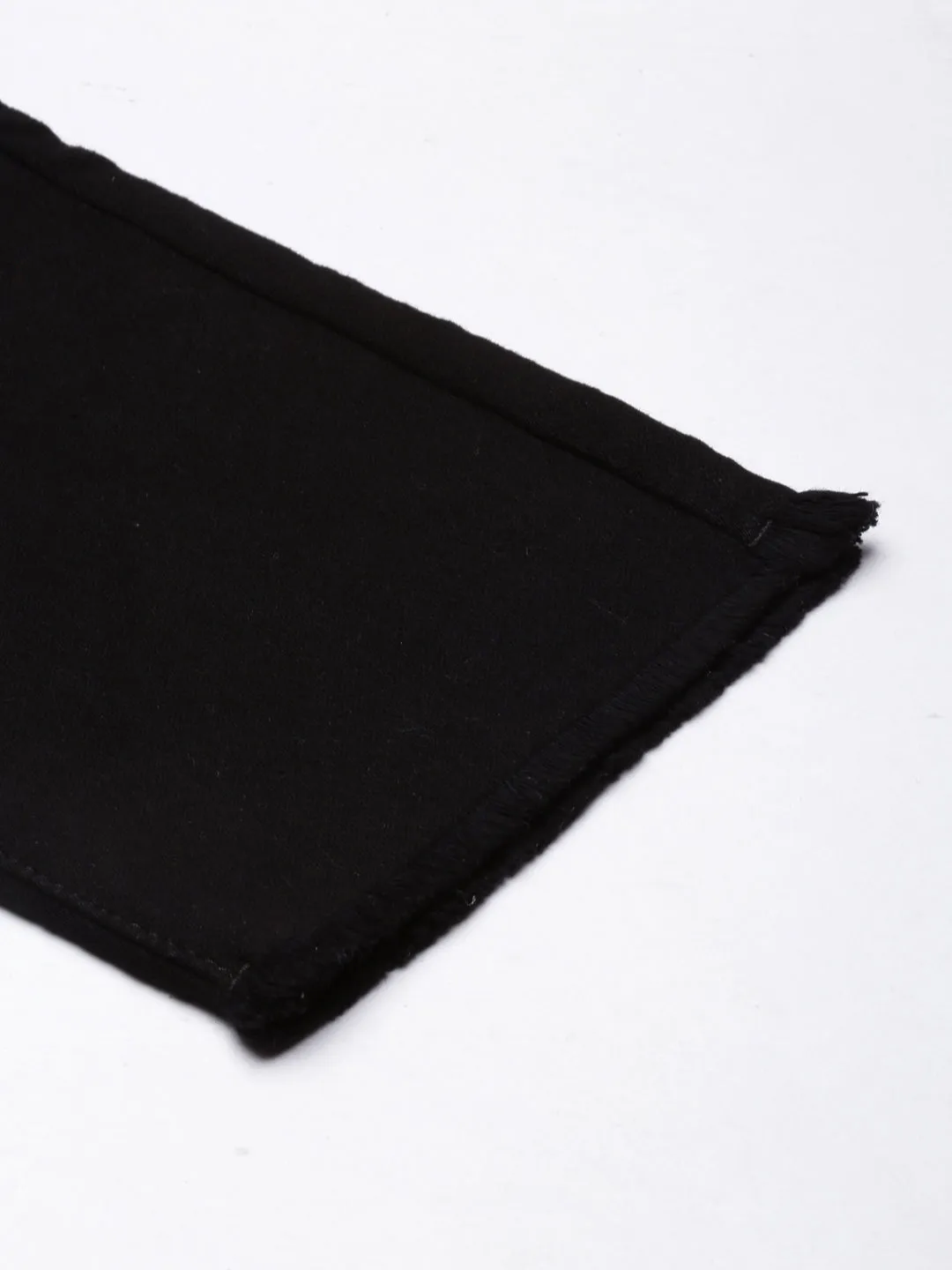Women Black Jean Straight Fit Mid-Rise Cropped Stretchable Jeans