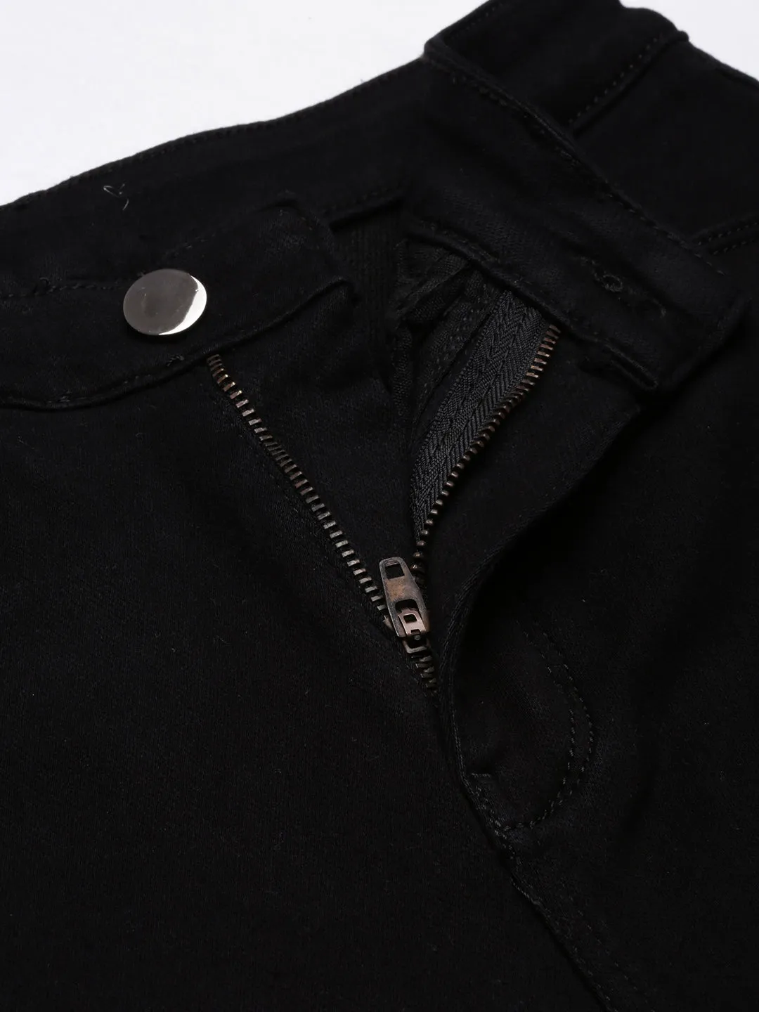 Women Black Jean Straight Fit Mid-Rise Cropped Stretchable Jeans
