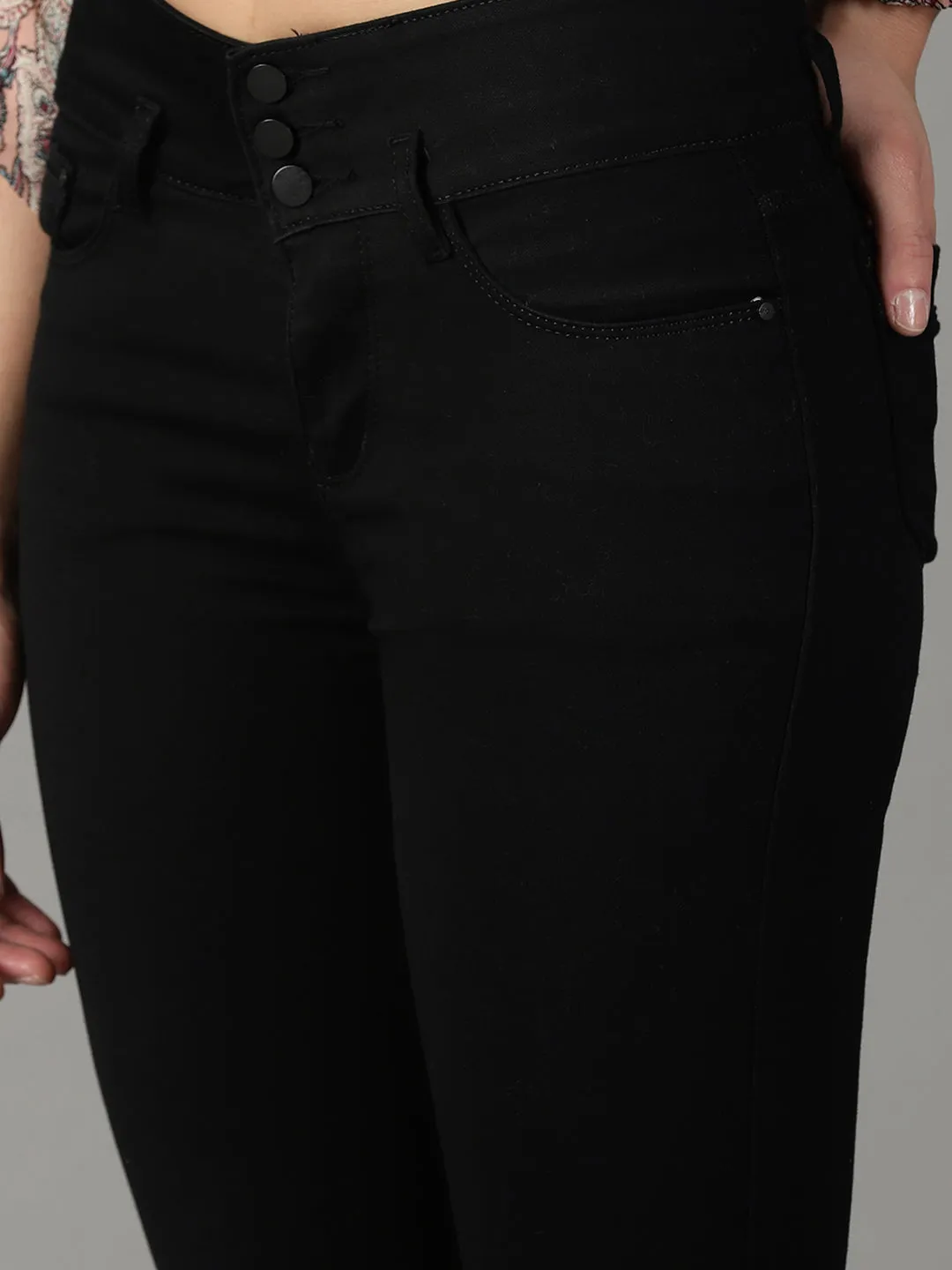 Women Black Slim Fit High-Rise Acid Wash Stretchable Cotton Jeans