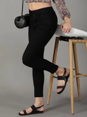 Women Black Slim Fit High-Rise Acid Wash Stretchable Cotton Jeans