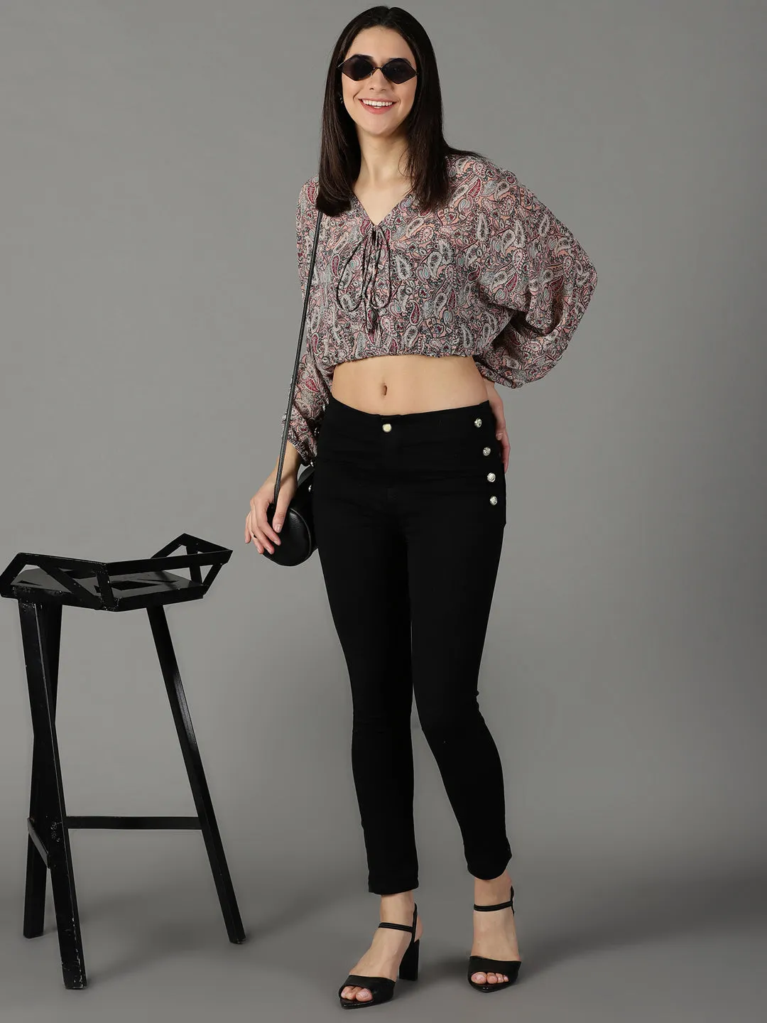 Women Black Slim Fit High-Rise Slash Knee Acid Wash Stretchable Cotton Jeans