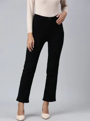 Women Black Straight Fit Acid Wash Stretchable Denim Jeans Women Black Straight Fit Acid Wash Stretchable Denim Jeans