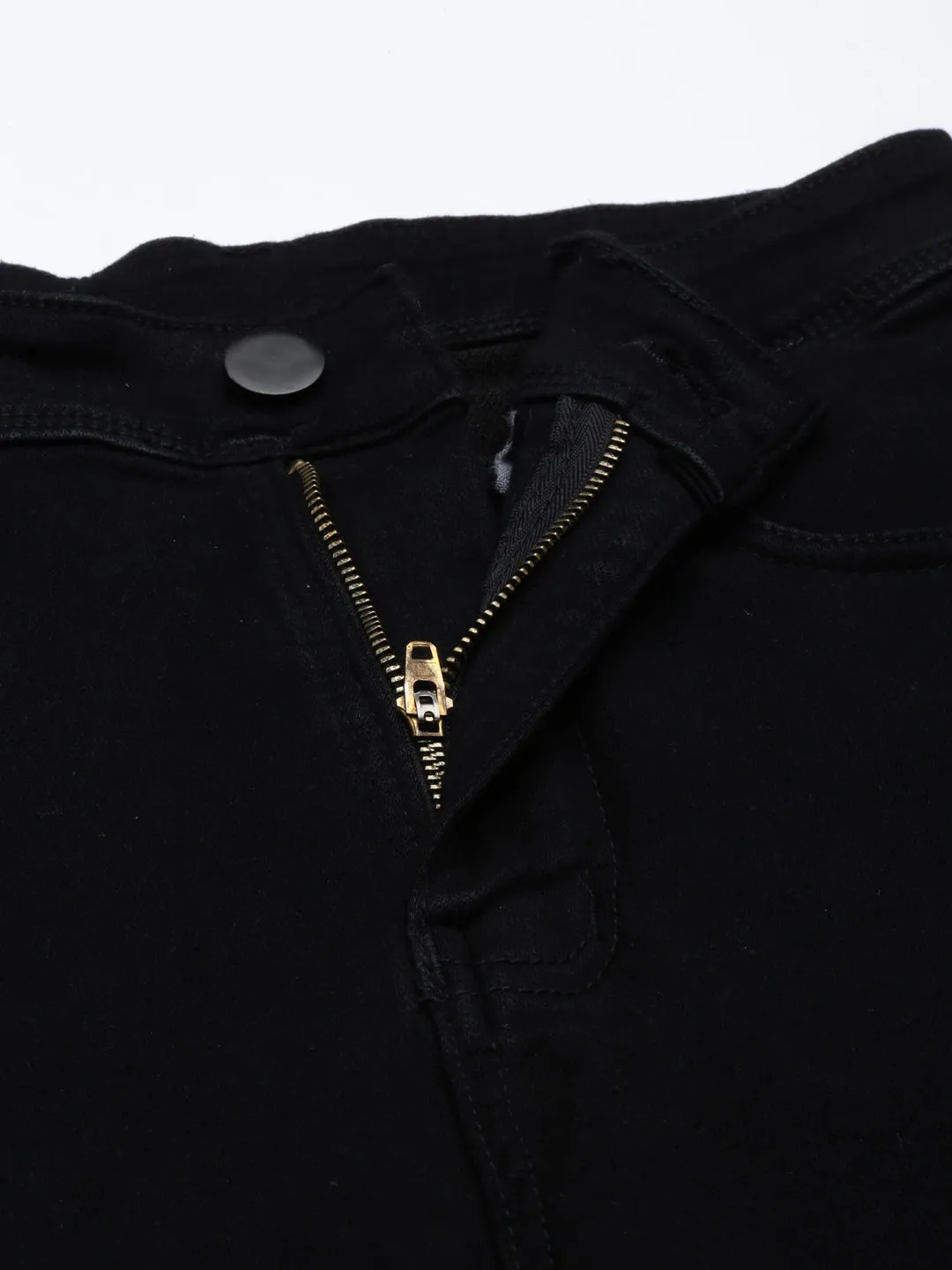 Women Black Straight Fit Acid Wash Stretchable Denim Jeans