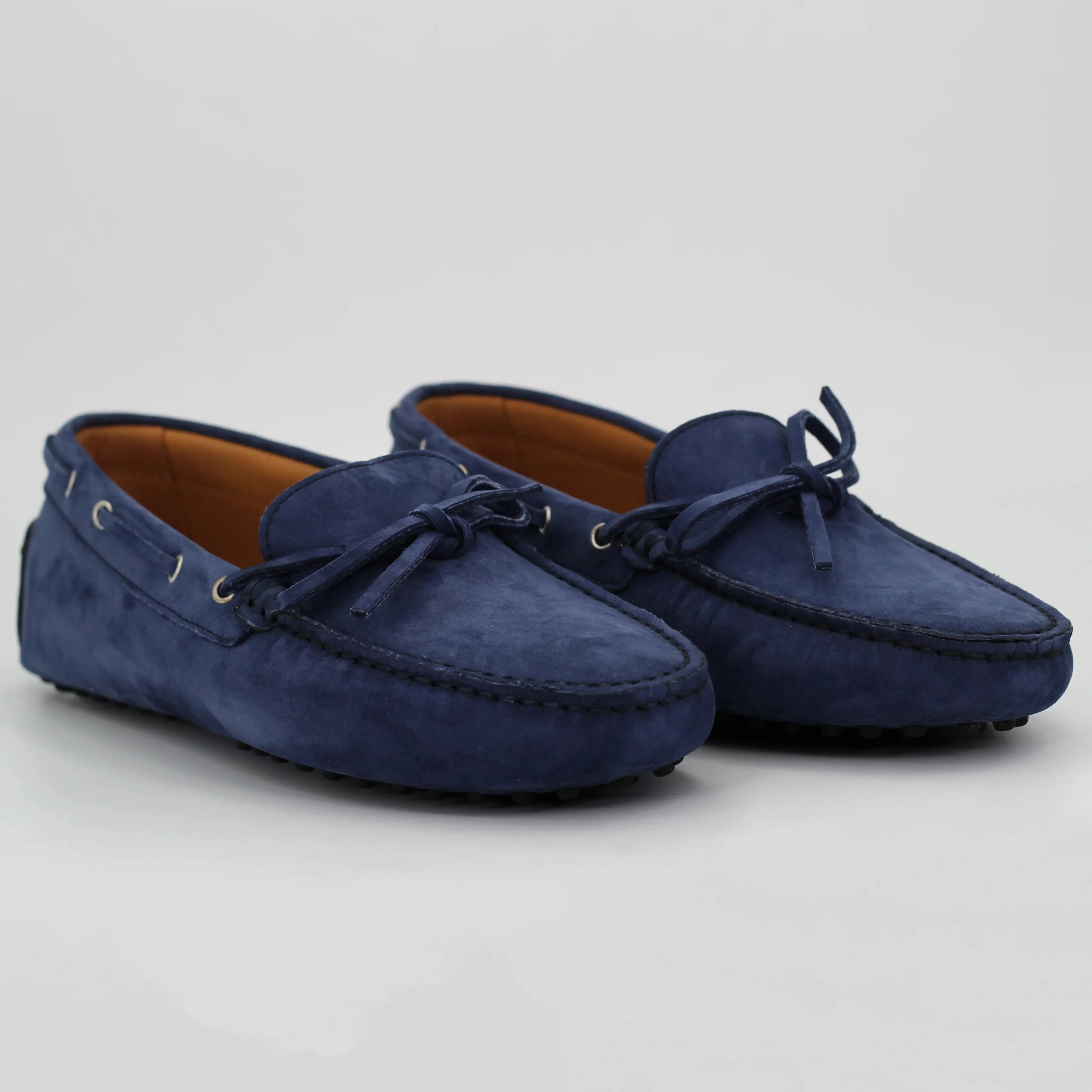 Women's Genuine Leather Nabuk Driver Shoe in Blu (COND04011)
