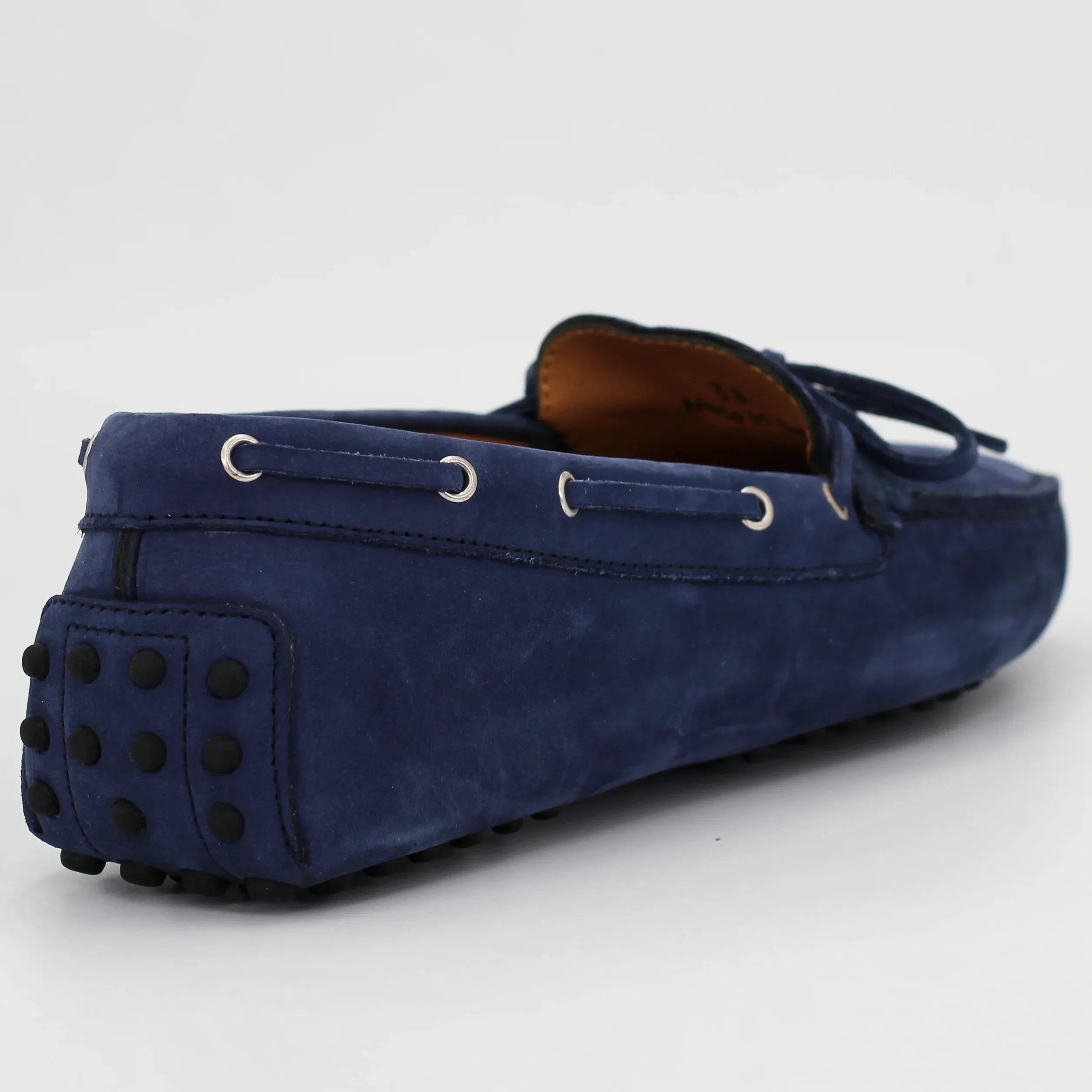 Women's Genuine Leather Nabuk Driver Shoe in Blu (COND04011)